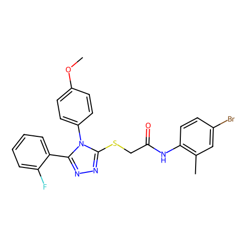 N-(4-bromo-2-methylphenyl)-2-{[5-(2-fluorophenyl)-4-(4-methoxyphenyl)-4H-1,2,4-triazol-3-yl]sulfanyl}acetamide structure