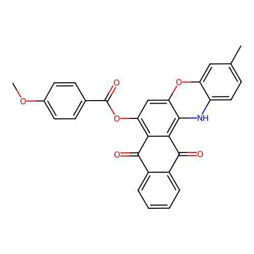3-methyl-8,13-dioxo-13,14-dihydro-8H-naphtho[2,3-a]phenoxazin-7-yl 4-methoxybenzoate structure