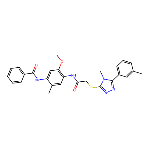 N-(5-methoxy-2-methyl-4-(2-((4-methyl-5-(m-tolyl)-4H-1,2,4-triazol-3-yl)thio)acetamido)phenyl)benzamide structure