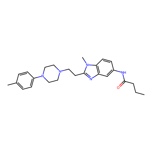 N-(1-methyl-2-(2-(4-(p-tolyl)piperazin-1-yl)ethyl)-1H-benzo[d]imidazol-5-yl)butyramide structure