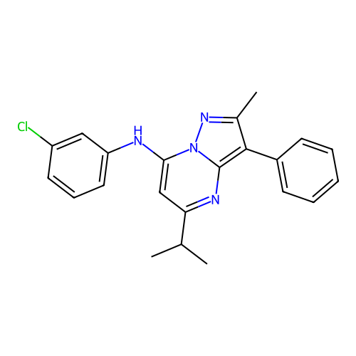 N-(3-chlorophenyl)-2-methyl-3-phenyl-5-(propan-2-yl)pyrazolo[1,5-a]pyrimidin-7-amine structure