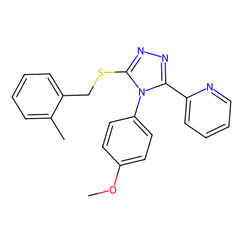 2-[4-(4-methoxyphenyl)-5-[(2-methylphenyl)methylsulfanyl]-1,2,4-triazol-3-yl]pyridine structure