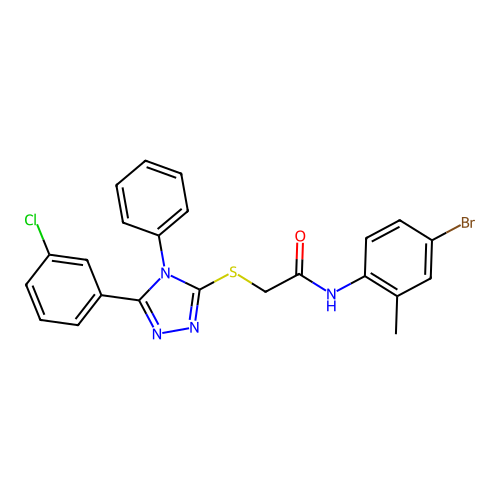 N-(4-bromo-2-methylphenyl)-2-{[5-(3-chlorophenyl)-4-phenyl-4H-1,2,4-triazol-3-yl]sulfanyl}acetamide structure