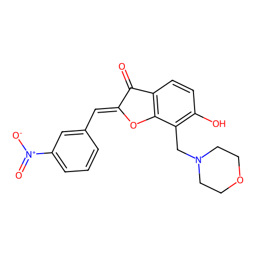 (Z)-6-hydroxy-7-(morpholinomethyl)-2-(3-nitrobenzylidene)benzofuran-3(2H)-one structure