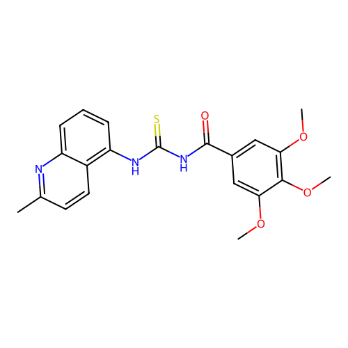 3,4,5-trimethoxy-N-[(2-methylquinolin-5-yl)carbamothioyl]benzamide structure