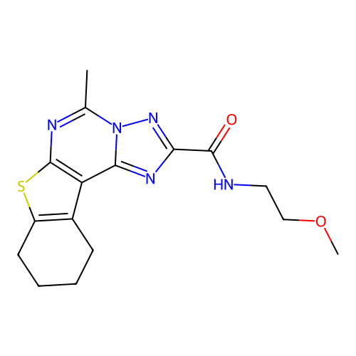 N-(2-methoxyethyl)-5-methyl-8,9,10,11-tetrahydro[1]benzothieno[3,2-e][1,2,4]triazolo[1,5-c]pyrimidine-2-carboxamide structure
