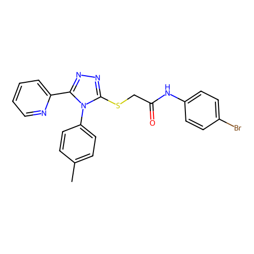 N-(4-bromophenyl)-2-[[4-(4-methylphenyl)-5-pyridin-2-yl-1,2,4-triazol-3-yl]sulfanyl]acetamide structure