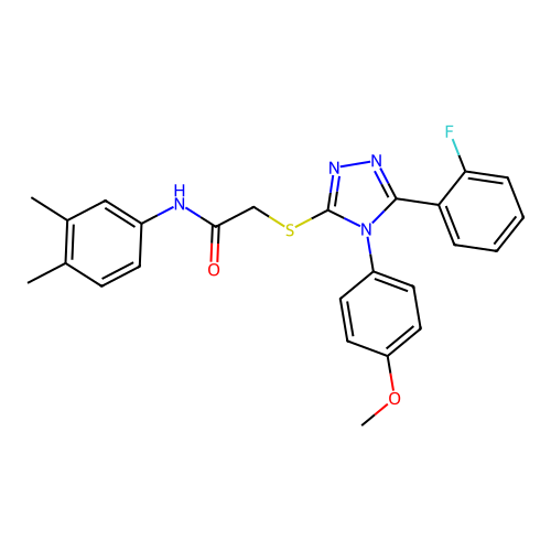 N-(3,4-dimethylphenyl)-2-{[5-(2-fluorophenyl)-4-(4-methoxyphenyl)-4H-1,2,4-triazol-3-yl]sulfanyl}acetamide structure