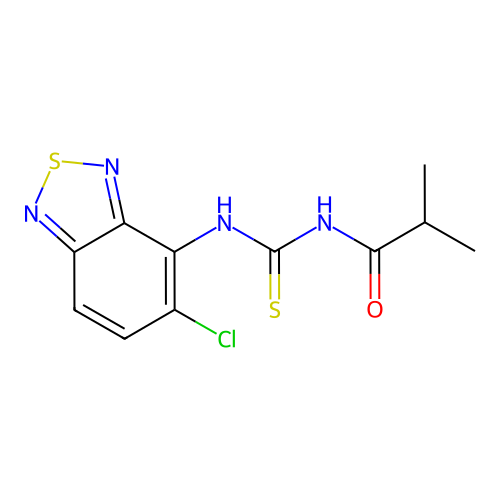 N-[(5-chloro-2,1,3-benzothiadiazol-4-yl)carbamothioyl]-2-methylpropanamide structure