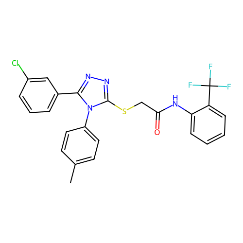 2-{[5-(3-chlorophenyl)-4-(4-methylphenyl)-4H-1,2,4-triazol-3-yl]sulfanyl}-N-[2-(trifluoromethyl)phenyl]acetamide structure