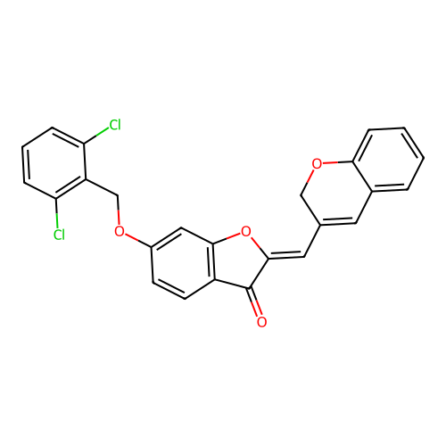 (2Z)-2-(2H-chromen-3-ylmethylidene)-6-[(2,6-dichlorobenzyl)oxy]-1-benzofuran-3(2H)-one structure