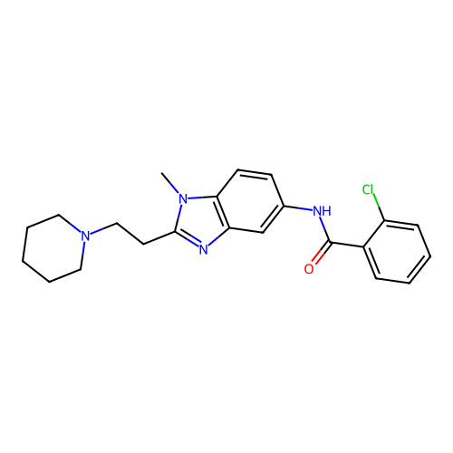 2-chloro-N-{1-methyl-2-[2-(piperidin-1-yl)ethyl]-1H-benzimidazol-5-yl}benzamide structure