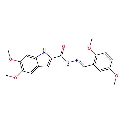 (E)-N'-(2,5-dimethoxybenzylidene)-5,6-dimethoxy-1H-indole-2-carbohydrazide structure