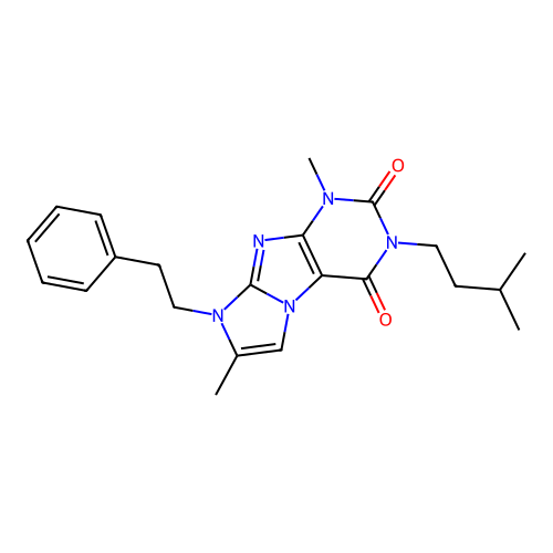 3-isopentyl-1,7-dimethyl-8-phenethyl-1H-imidazo[2,1-f]purine-2,4(3H,8H)-dione structure