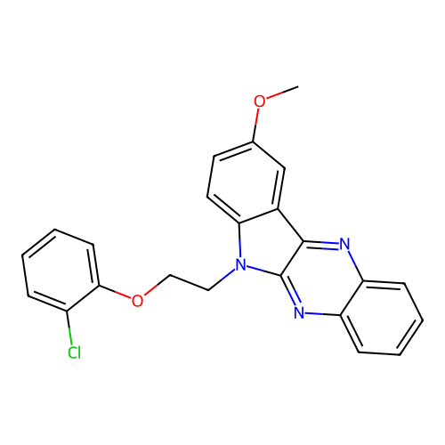 6-(2-(2-chlorophenoxy)ethyl)-9-methoxy-6H-indolo[2,3-b]quinoxaline structure