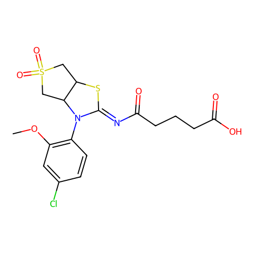 (Z)-5-((3-(4-chloro-2-methoxyphenyl)-5,5-dioxidotetrahydrothieno[3,4-d]thiazol-2(3H)-ylidene)amino)-5-oxopentanoic acid structure
