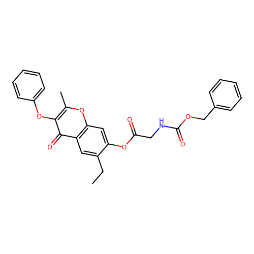 (6-ethyl-2-methyl-4-oxo-3-phenoxy-chromen-7-yl) 2-phenylmethoxycarbonylaminoacetate structure