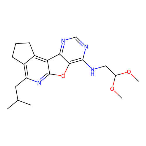 N-(2,2-dimethoxyethyl)-4-(2-methylpropyl)-2,3-dihydro-1H-cyclopenta[4',5']pyrido[3',2':4,5]furo[3,2-d]pyrimidin-7-amine structure