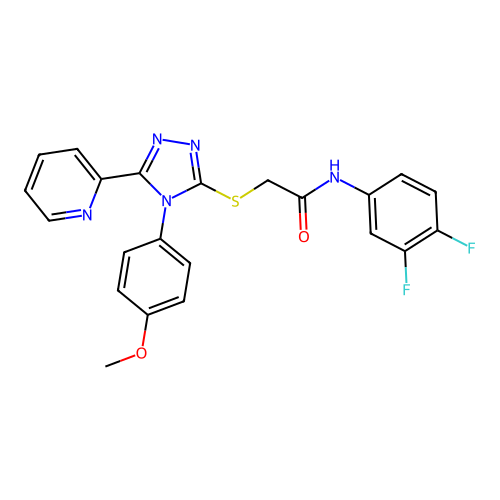 N-(3,4-difluorophenyl)-2-((4-(4-methoxyphenyl)-5-(pyridin-2-yl)-4H-1,2,4-triazol-3-yl)thio)acetamide structure