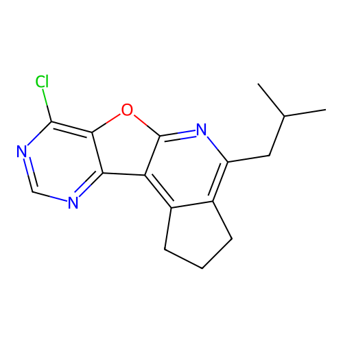 7-Chloro-4-isobutyl-2,3-dihydro-1H-6-oxa-5,8,10-triaza-cyclopenta[c]fluorene structure