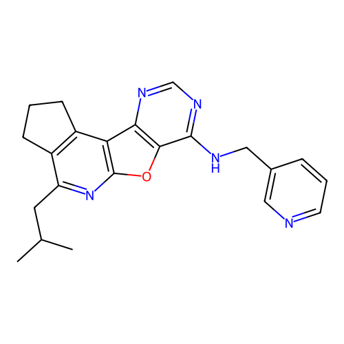 4-(2-methylpropyl)-N-(pyridin-3-ylmethyl)-2,3-dihydro-1H-cyclopenta[4',5']pyrido[3',2':4,5]furo[3,2-d]pyrimidin-7-amine structure