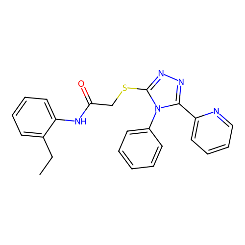 N-(2-ethylphenyl)-2-[(4-phenyl-5-pyridin-2-yl-1,2,4-triazol-3-yl)sulfanyl]acetamide structure
