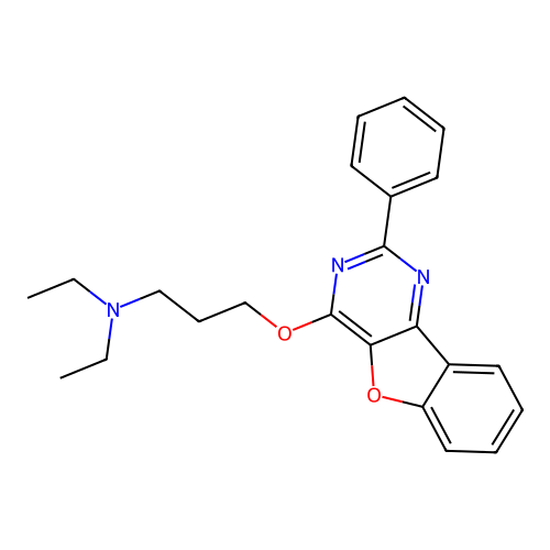 N,N-diethyl-3-[(2-phenyl[1]benzofuro[3,2-d]pyrimidin-4-yl)oxy]propan-1-amine structure