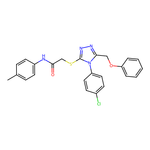 2-[[4-(4-chlorophenyl)-5-(phenoxymethyl)-1,2,4-triazol-3-yl]sulfanyl]-N-(4-methylphenyl)acetamide structure