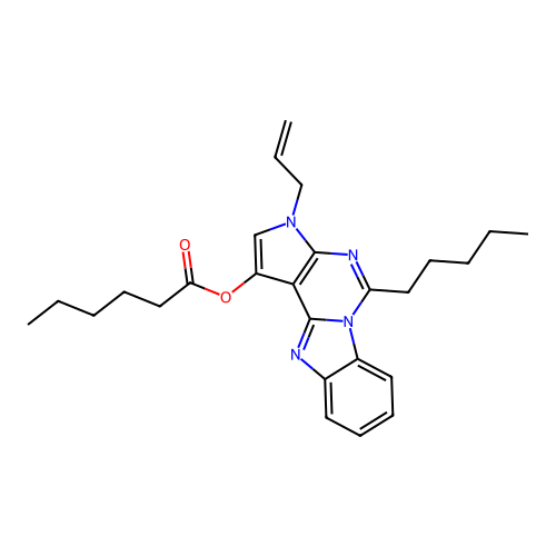 3-allyl-5-pentyl-3H-benzo[4,5]imidazo[1,2-c]pyrrolo[3,2-e]pyrimidin-1-yl hexanoate structure