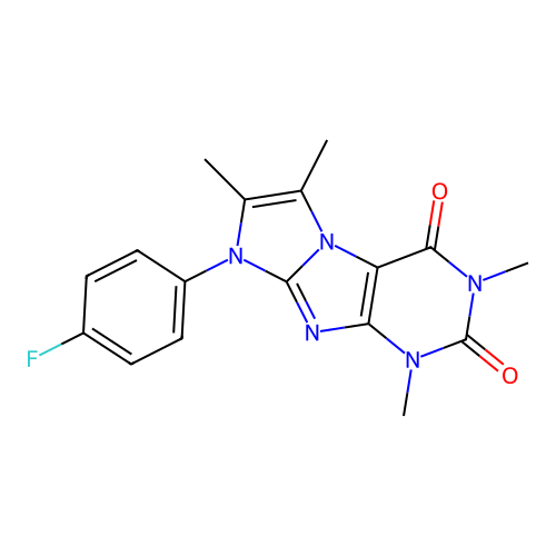 8-(4-fluorophenyl)-1,3,6,7-tetramethyl-1H-imidazo[2,1-f]purine-2,4(3H,8H)-dione structure