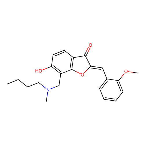 (Z)-7-((butyl(methyl)amino)methyl)-6-hydroxy-2-(2-methoxybenzylidene)benzofuran-3(2H)-one structure