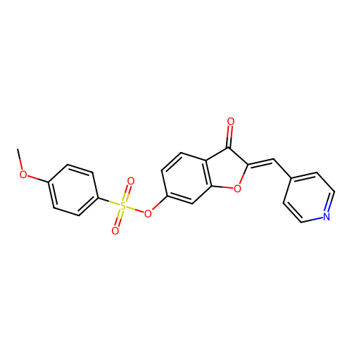 (Z)-3-oxo-2-(pyridin-4-ylmethylene)-2,3-dihydrobenzofuran-6-yl 4-methoxybenzenesulfonate structure