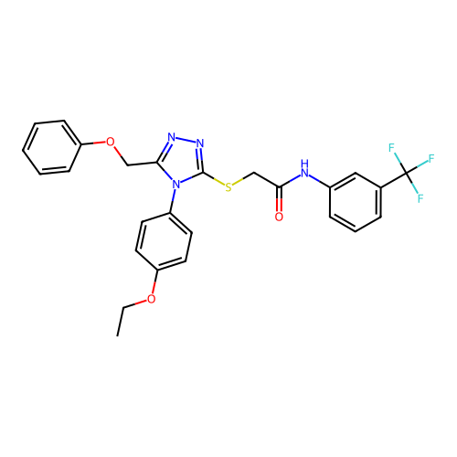 2-{[4-(4-ethoxyphenyl)-5-(phenoxymethyl)-4H-1,2,4-triazol-3-yl]sulfanyl}-N-[3-(trifluoromethyl)phenyl]acetamide structure