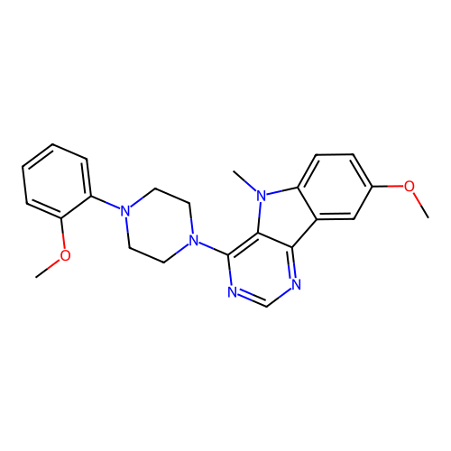 8-methoxy-4-(4-(2-methoxyphenyl)piperazin-1-yl)-5-methyl-5H-pyrimido[5,4-b]indole structure