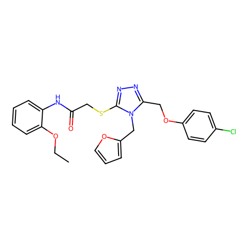 2-((5-((4-chlorophenoxy)methyl)-4-(furan-2-ylmethyl)-4H-1,2,4-triazol-3-yl)thio)-N-(2-ethoxyphenyl)acetamide structure
