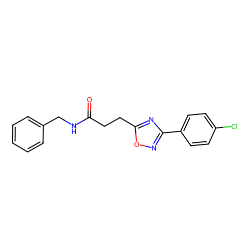 N-benzyl-3-[3-(4-chlorophenyl)-1,2,4-oxadiazol-5-yl]propanamide structure