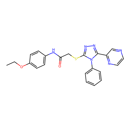 N-(4-ethoxyphenyl)-2-[(4-phenyl-5-pyrazin-2-yl-1,2,4-triazol-3-yl)sulfanyl]acetamide structure