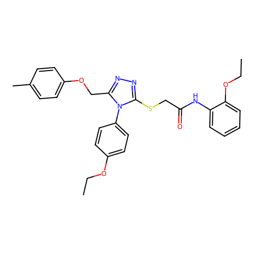 N-(2-ethoxyphenyl)-2-((4-(4-ethoxyphenyl)-5-((p-tolyloxy)methyl)-4H-1,2,4-triazol-3-yl)thio)acetamide structure