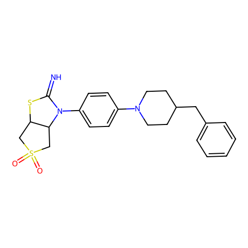 3-[4-(4-benzylpiperidin-1-yl)phenyl]tetrahydrothieno[3,4-d][1,3]thiazol-2(3H)-imine 5,5-dioxide structure