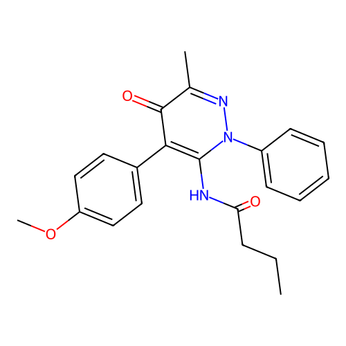 N-[4-(4-methoxyphenyl)-6-methyl-5-oxo-2-phenylpyridazin-3-yl]butanamide structure
