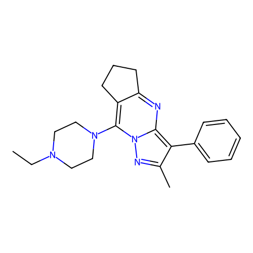 8-(4-ethylpiperazin-1-yl)-2-methyl-3-phenyl-6,7-dihydro-5H-cyclopenta[d]pyrazolo[1,5-a]pyrimidine structure
