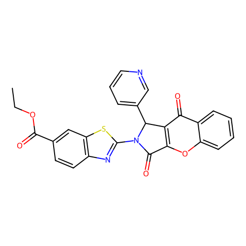 ethyl 2-(3,9-dioxo-1-(pyridin-3-yl)chromeno[2,3-c]pyrrol-2(1H,3H,9H)-yl)benzo[d]thiazole-6-carboxylate structure