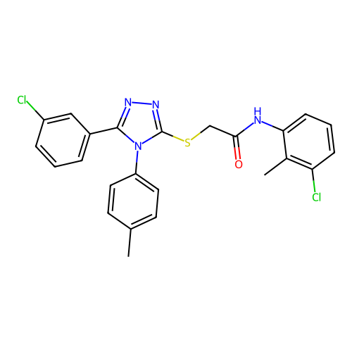 N-(3-chloro-2-methylphenyl)-2-{[5-(3-chlorophenyl)-4-(4-methylphenyl)-4H-1,2,4-triazol-3-yl]sulfanyl}acetamide structure