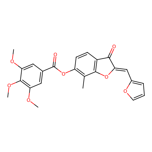 (Z)-2-(furan-2-ylmethylene)-7-methyl-3-oxo-2,3-dihydrobenzofuran-6-yl 3,4,5-trimethoxybenzoate structure