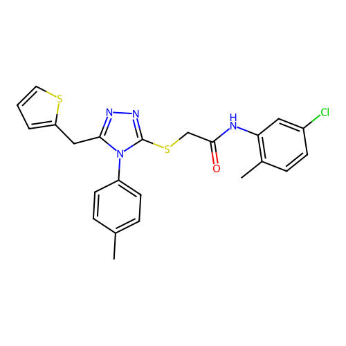 N-(5-chloro-2-methylphenyl)-2-{[4-(4-methylphenyl)-5-(thiophen-2-ylmethyl)-4H-1,2,4-triazol-3-yl]sulfanyl}acetamide structure