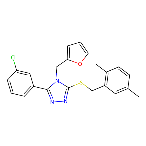 3-(3-chlorophenyl)-5-((2,5-dimethylbenzyl)thio)-4-(furan-2-ylmethyl)-4H-1,2,4-triazole structure