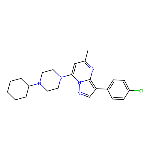 3-(4-chlorophenyl)-7-(4-cyclohexylpiperazin-1-yl)-5-methylpyrazolo[1,5-a]pyrimidine structure