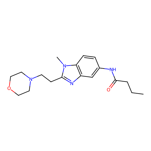 N-[1-methyl-2-(2-morpholin-4-ylethyl)benzimidazol-5-yl]butanamide structure