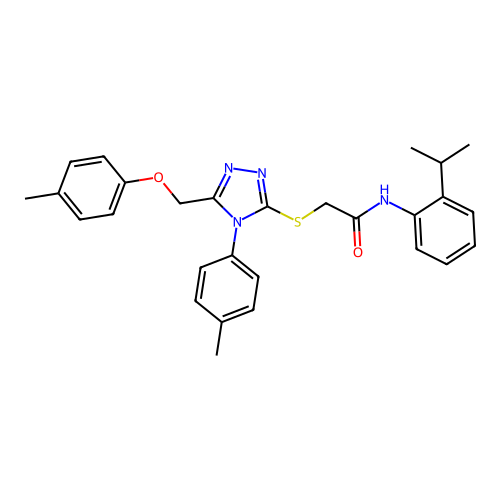 2-({5-[(4-methylphenoxy)methyl]-4-(4-methylphenyl)-4H-1,2,4-triazol-3-yl}sulfanyl)-N-[2-(propan-2-yl)phenyl]acetamide structure