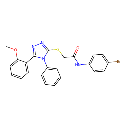 N-(4-bromophenyl)-2-[[5-(2-methoxyphenyl)-4-phenyl-1,2,4-triazol-3-yl]sulfanyl]acetamide structure